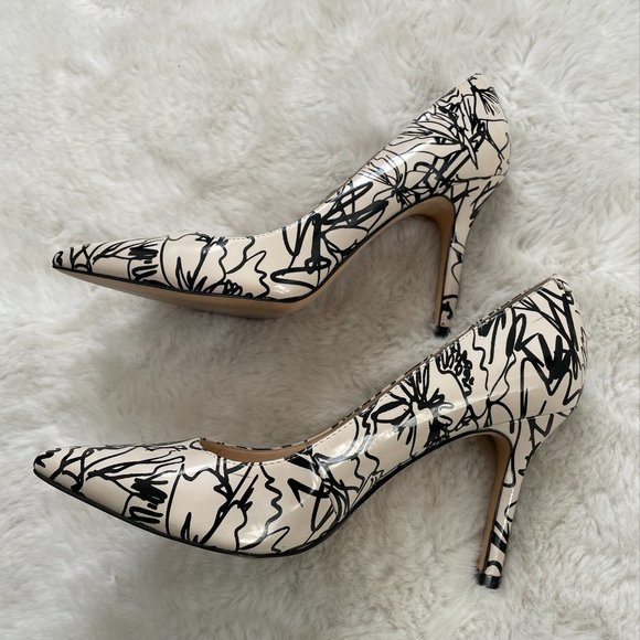 Nine West Aiken Scribble Graffiti Pump Heels Sz 6 - Picture 5 of 6